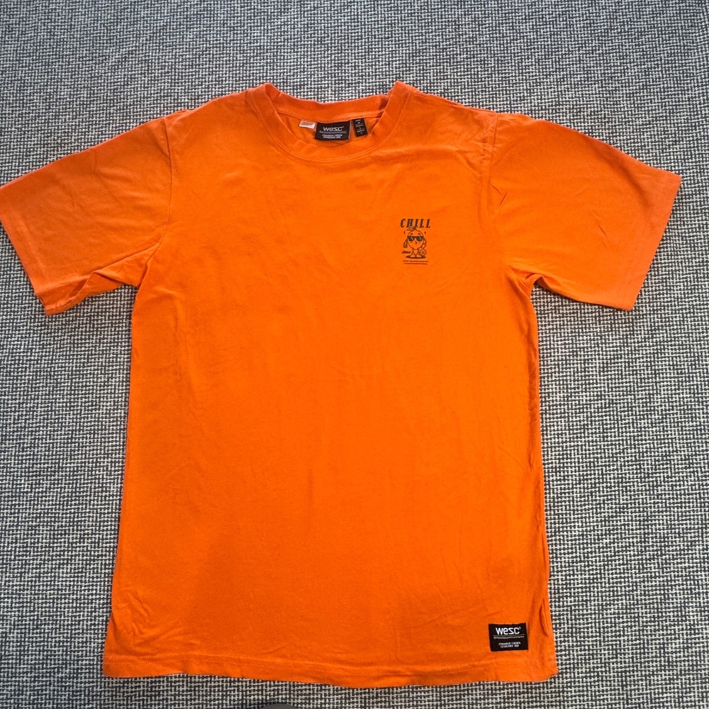 WeSC Mens Orange Chill Graphic T-Shirt Short Sleeve Size Medium Streetwear